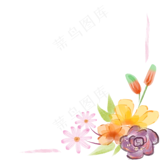 水彩花朵边框