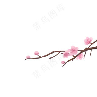 春天桃花树枝,免抠元素