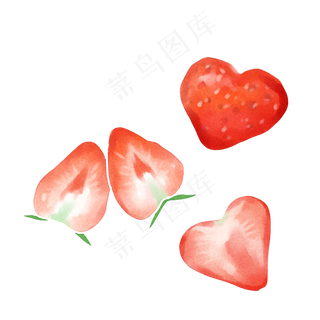 水彩风格七夕情人节小清新水果心