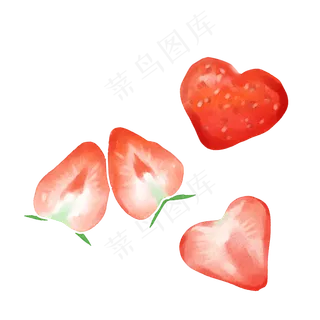 水彩风格七夕情人节小清新水果心