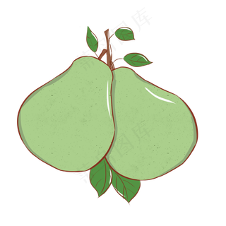 梨子装饰绿色水果卡通
