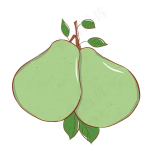 梨子装饰绿色水果卡通