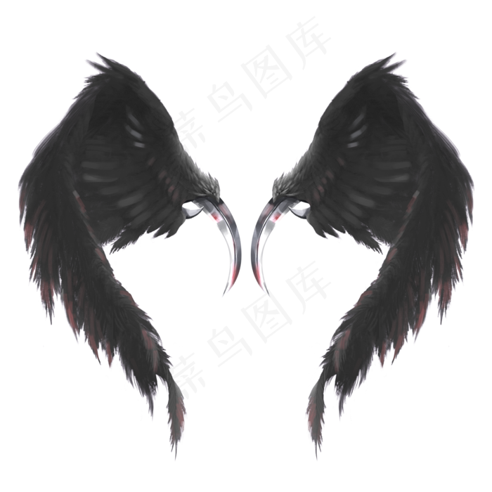 原画黑色羽毛翅膀,免抠元素