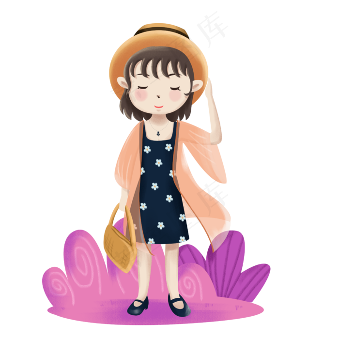 卡通手绘小仙女的夏日穿搭之郊游(2500X2500(DPI:300))psd模版下载