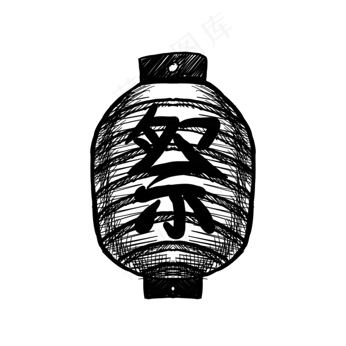 祭祀灯笼线图插画