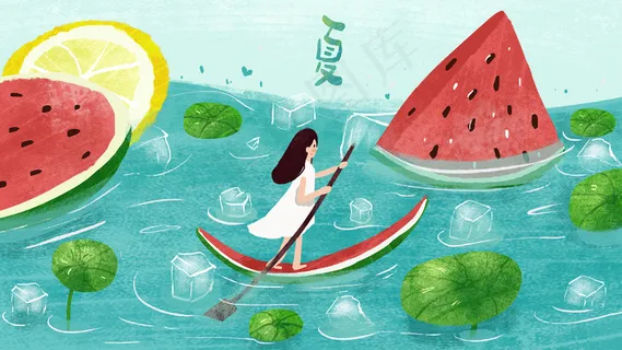 夏天西瓜水果清凉一夏