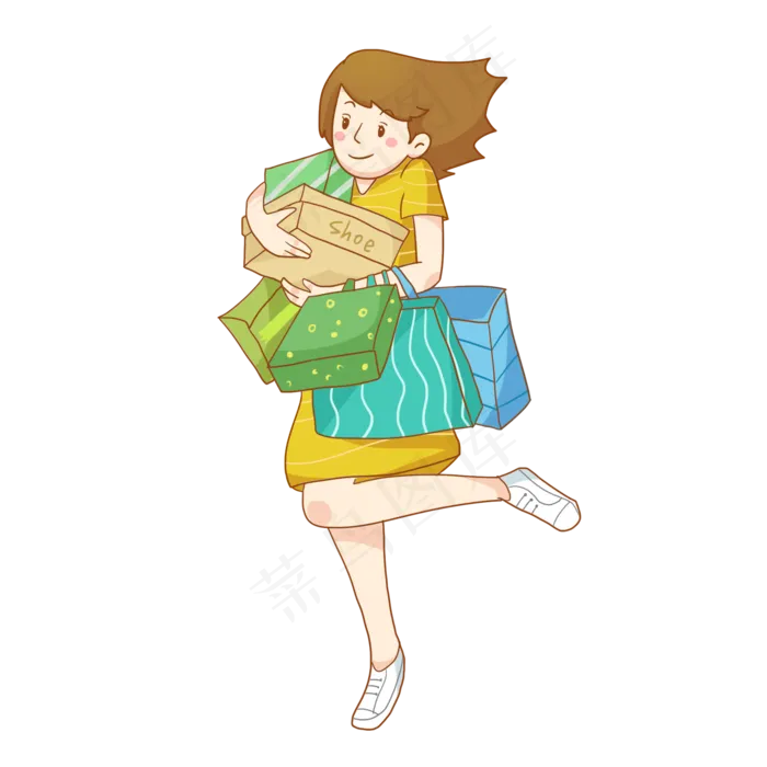 双十一狂欢购物节卡通女孩PNG(2000X2000(DPI:300))psd模版下载