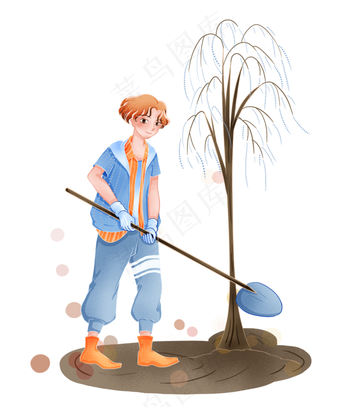 植树节种树的小孩(2500X3000(DPI:300))psd模版下载