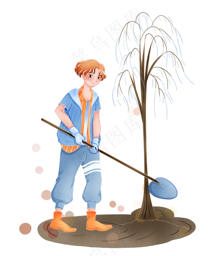 植树节种树的小孩(2500X3000(DPI:300))psd模版下载