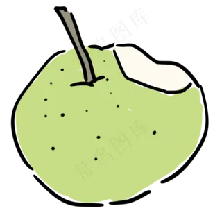 梨子鸭梨绿色黄色可爱卡通水果