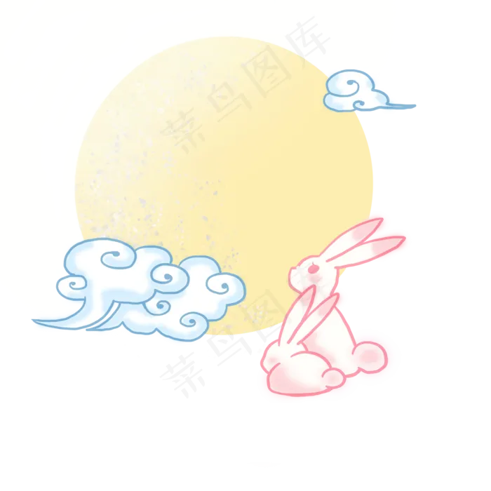 中秋月亮兔子祥云PNG,免抠元素(2000X2000(DPI:300))psd模版下载