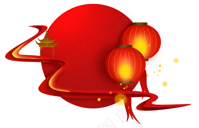 新年元宵节灯笼边框文字框,免抠元素(4356*2800px)psd模版下载