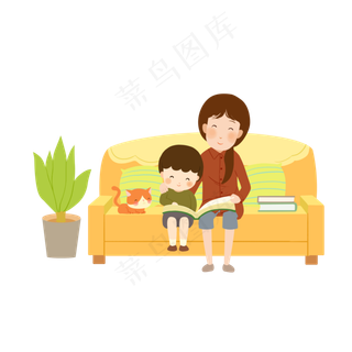 母亲节手绘卡通妈妈儿子亲子家庭