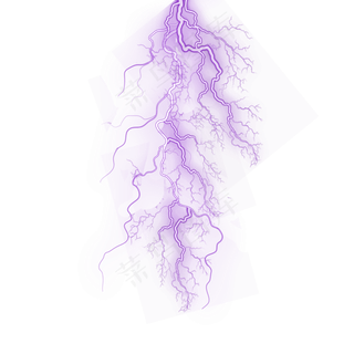 紫色逼真强烈闪电,免抠元素