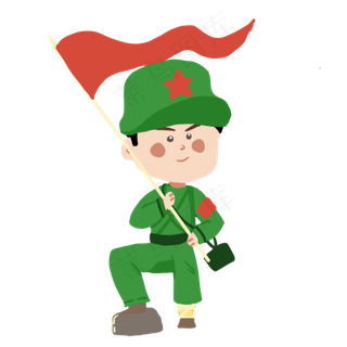 八一建军节军人拿旗子