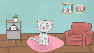 可爱动物灰色条纹猫咪卡通手绘