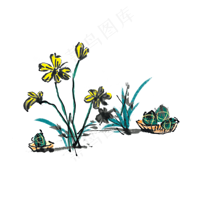端午节吃粽子手绘(4000X4000(DPI:300))psd模版下载