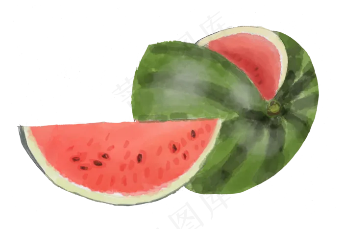 夏日解暑手绘西瓜png,免抠元素