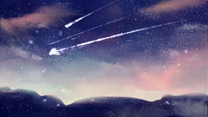 唯美夏夜星空插画背景