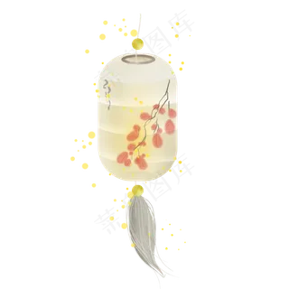 红色树叶古风灯笼中秋,免抠元素