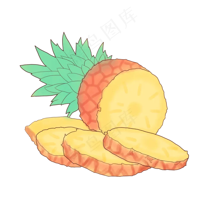 大暑菠萝手绘小清新(2000X2000(DPI:300))psd模版下载
