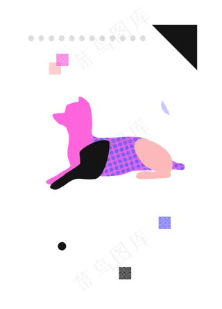 几何小狗围裙装饰图,免抠元素