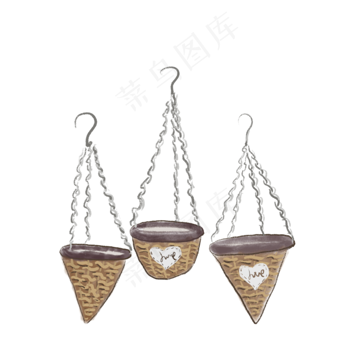 手绘水彩园艺吊兰藤编花瓶花盆