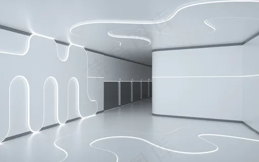 c4d发光流线空间