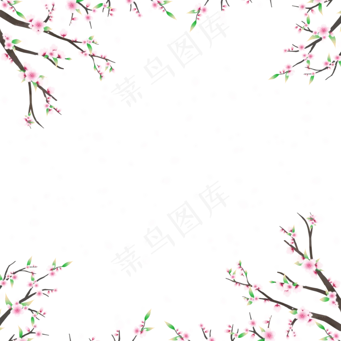 植物树干桃花(2000X2000(DPI:300))psd模版下载