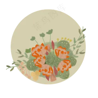 春夏日式清新花簇荷花荷叶莲藕P