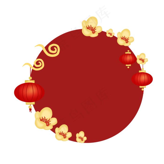 红色喜庆灯笼边框插画,免抠元素