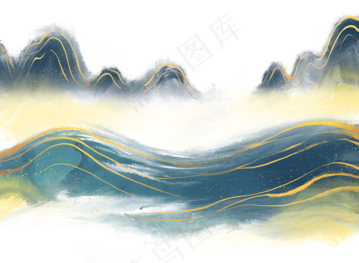 古风水墨金线山水