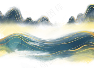 古风水墨金线山水