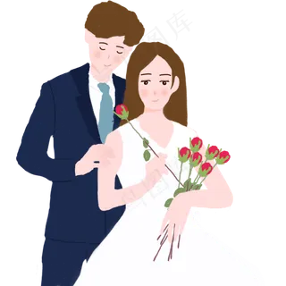 温馨卡通情侣拍婚纱照