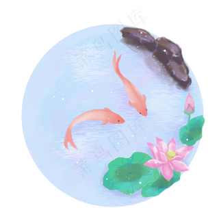 夏季主题池塘荷花红鱼