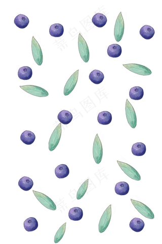清新蓝莓平铺,免抠元素