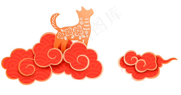 新年春节红色大气简约祥云,免抠元素