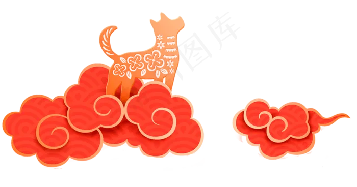 新年春节红色大气简约祥云,免抠元素(1500X789(DPI:72))psd模版下载