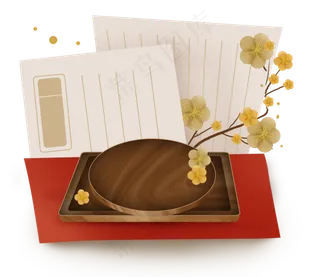 新年宫廷托盘展架和文字框,免抠元素