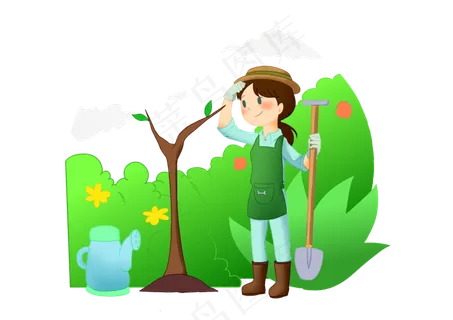 植树节种树的女孩