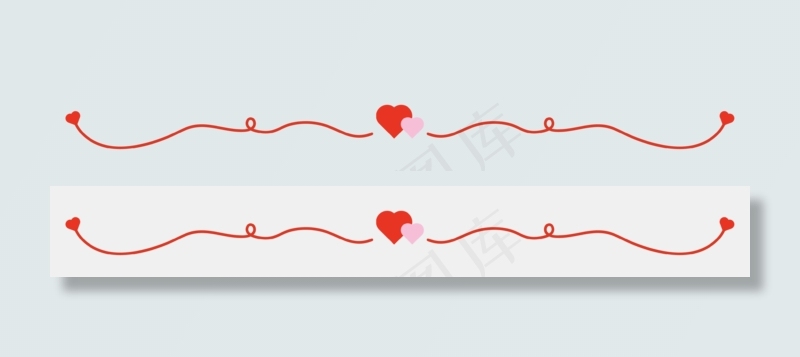 情人节红色曲线爱心分割线