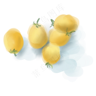 水墨淡彩黄色圣女果