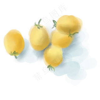 水墨淡彩黄色圣女果