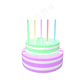 C4D立体情人节生日蛋糕装饰免