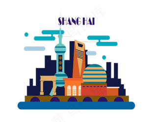 城市地标上海东方明珠外滩PNG,免抠元素