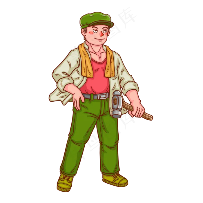 五一劳动节人物男工人(3000X3000(DPI:300))psd模版下载