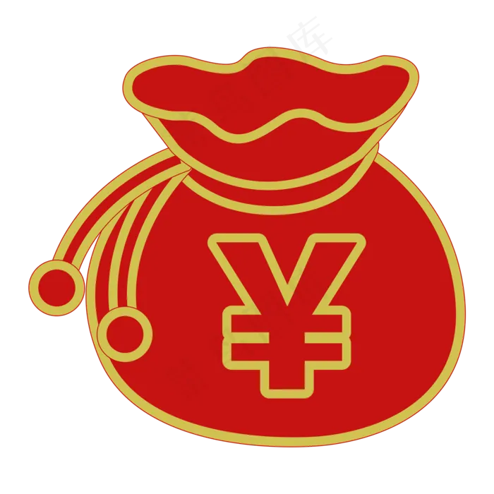 手绘红色福袋钱包春节喜庆装饰,免抠元素