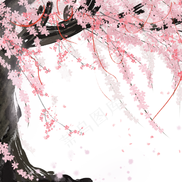 粉色植物飘花,免抠元素