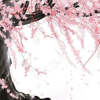 粉色植物飘花,免抠元素