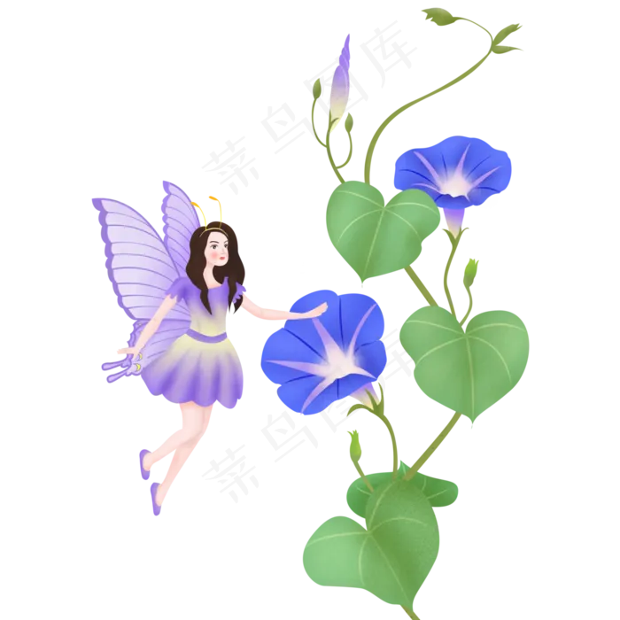 秋分秋天牵牛花与女孩(4000X4000(DPI:300))psd模版下载